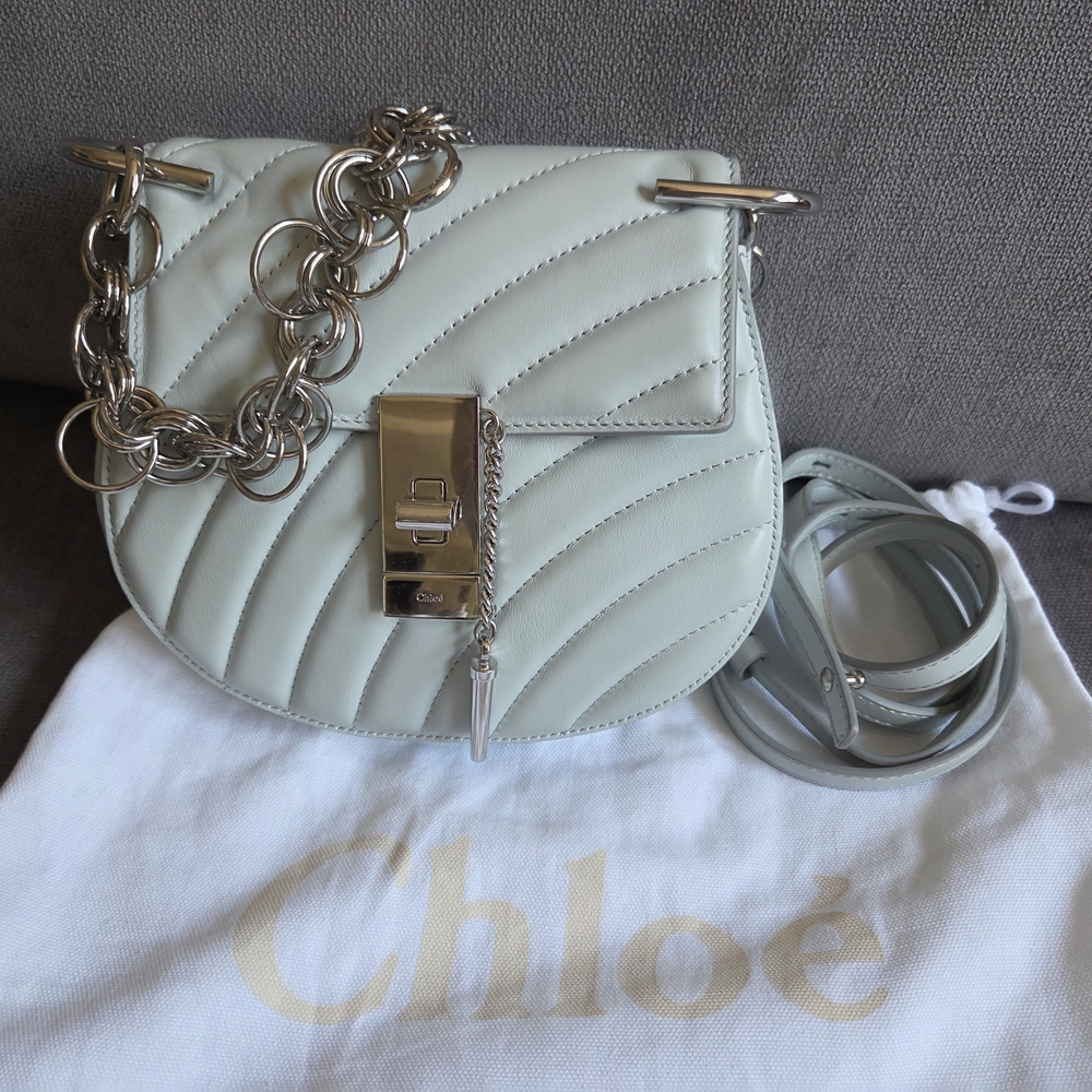 Chloe Drew Bijou Quilted Leather Bag in Light Blue